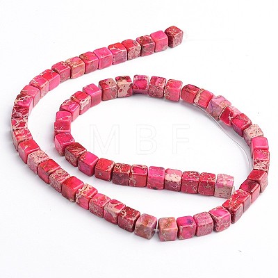 Dyed & Heated Natural Imperial Jasper Cube Beads Strands X-G-M273-02-6mm-1