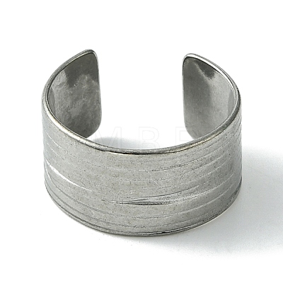 304 Stainless Steel Grooved Open Cuff Ring RJEW-L110-044P-1