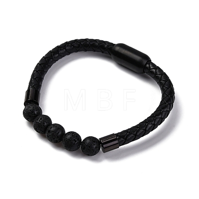 Round Natural Lava Rock Bead Bracelets BJEW-A009-08EB-03A-1