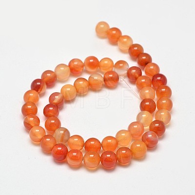 Round Natural Red Agate Bead Strands X-G-M257-8mm-26-1