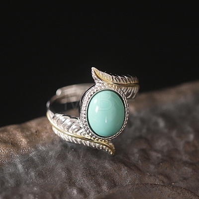 Oval Synthetic Turquoise Finger Rings FS-WGBAF9A-01-1