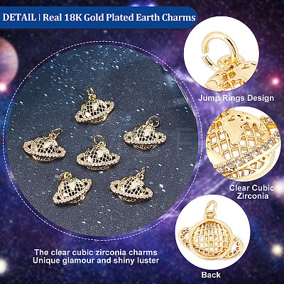 10Pcs Brass Micro Pave Clear Cubic Zirconia Charms KK-BBC0003-18-1