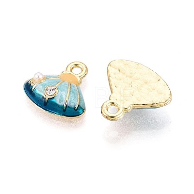 Rack Plating Alloy Rhinestone Enamel Charms ENAM-N065-01KCG-1