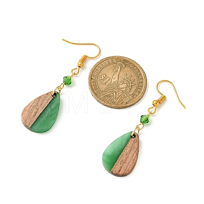 Resin & Walnut Wood Teardrop Dangle Earrings EJEW-JE05445-02-1