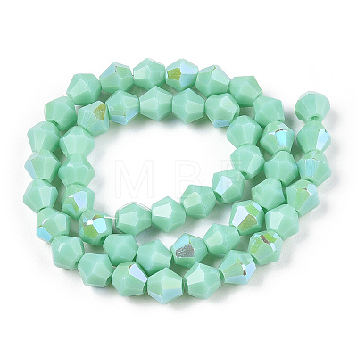 Opaque Solid Color Electroplate Glass Beads Strands EGLA-A039-P6mm-L20-1