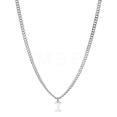 1Pc 304 Stainless Steel Letter Pendant Necklaces NJEW-LP0001-33I-P-1