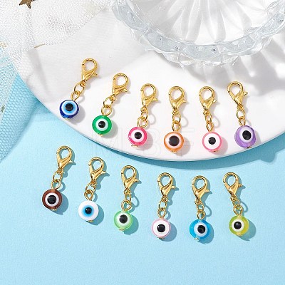 16Pcs 16 Styles Evil Eye Resin Pendant Decorations HJEW-JM01952-01-1