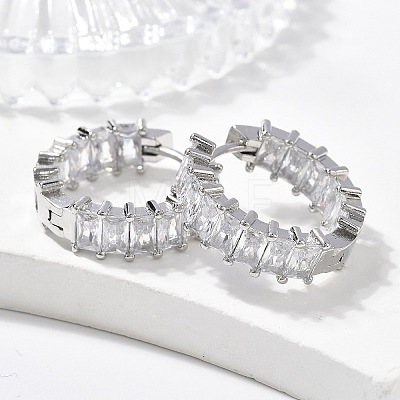Brass Micro Pave Cubic Zirconia Huggie Hoop Earrings EJEW-K083-37P-B-1