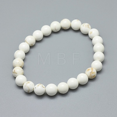 Natural Magnesite Bead Stretch Bracelets BJEW-K212-C-008-1