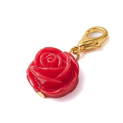 Rose Resin Pendant Decoration HJEW-JM02091-02-1