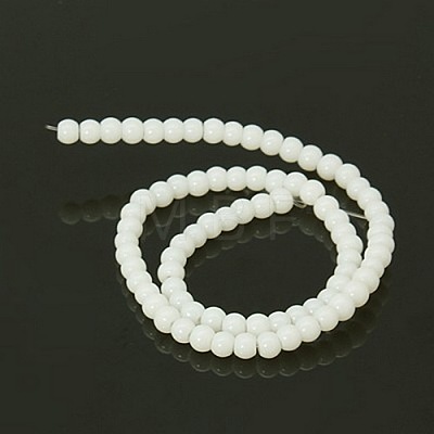 4mm White Opaque Round Glass Beads Strands Spacer Beads X-GR4mm26Y-1