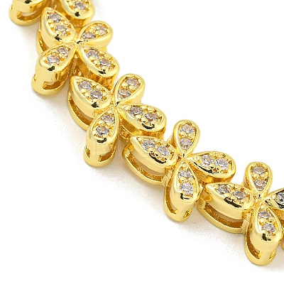 Rack Plating Brass Pave Cubic Zirconia Butterfly Link Bracelets for Women BJEW-B110-05G-03-1