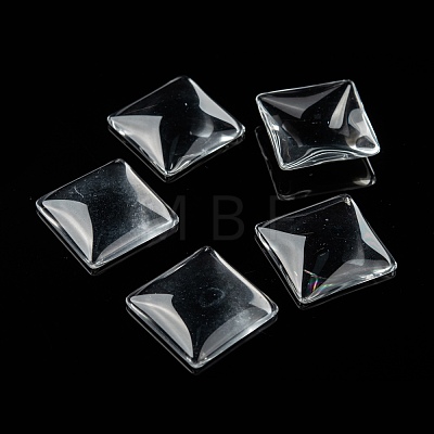 Transparent Glass Square Cabochons X-GGLA-A001-25mm-1