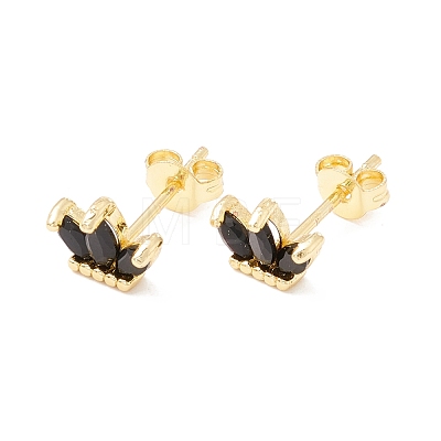 Brass Micro Pave Cubic Zirconia Stud Earring EJEW-C021-02G-1