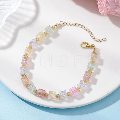Crackle Glass & Electroplate Glass Beaded Bracelets for Women BJEW-JB12833-1