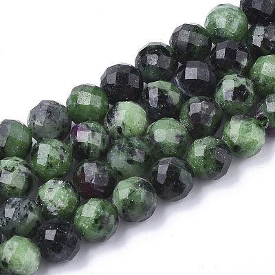 Natural Ruby in Zoisite Beads Strands G-S345-6mm-003-1
