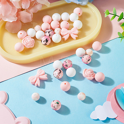 34Pcs 6 Style Silicone Beads SIL-TA0003-52-1