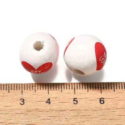 Valentine's Day Element Printed Wood Beads WOOD-R002-01-35-1