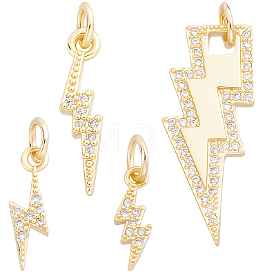 12Pcs 4 Styles Brass Micro Pave Cubic Zirconia Pendants KK-BBC0028-11-1