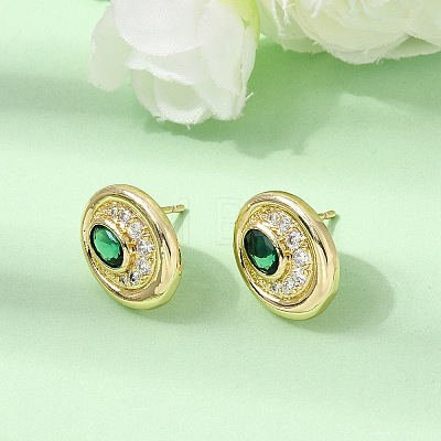 Brass Micro Pave Cubic Zirconia Stud Earrings EJEW-G471-13G-03-1