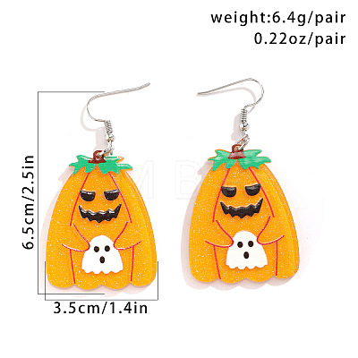 Halloween Cartoon Acrylic Pumpkin Dangle Earrings for Women QK1762-6-1