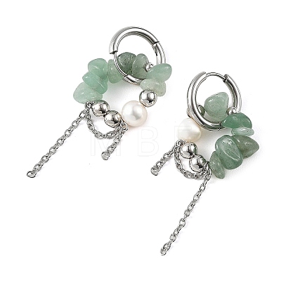 4 Pairs 4 Styles Natural Amethyst & Aquamarine & Green Aventurine & Eagle Eye Stone Chips Drop Earrings EJEW-TA00817-1
