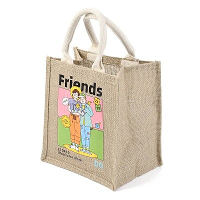 Jute Tote Bags Soft Cotton Handles Laminated Interior ABAG-F003-09C-1