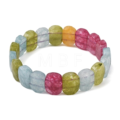 Dyed Natural White Jade Beaded Stretch Bracelets for Unisex G-K303-01K-04-1