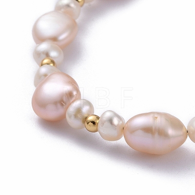 Natural Baroque Pearl Keshi Pearl Beaded Bracelets BJEW-JB05266-02-1