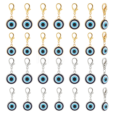 10 Sets 2 Style  Resin Evil Eye Pendant Decorations HJEW-AR0001-06-1