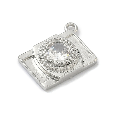 Brass Pave Clear Cubic Zirconia Charms KK-G548-08P-1