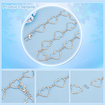   2Pcs 2 Colors  Alloy Hollow Heart Link Trousers Chains FIND-PH0006-31-1