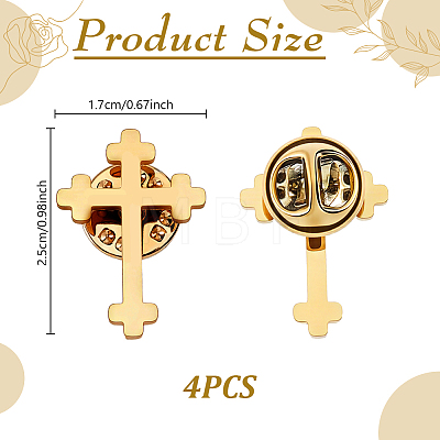 4Pcs Cross Stainless Steel Lapel Pin Back Brooches for Backpack Clothes JEWB-GA0001-53G-1