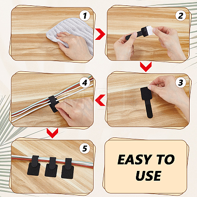 100Pcs Self-adhesive Nylon Hook & Loop Cable Tie FIND-GA0008-92-1