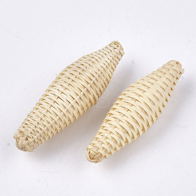 Handmade Reed Cane/Rattan Woven Beads WOVE-T006-080-1