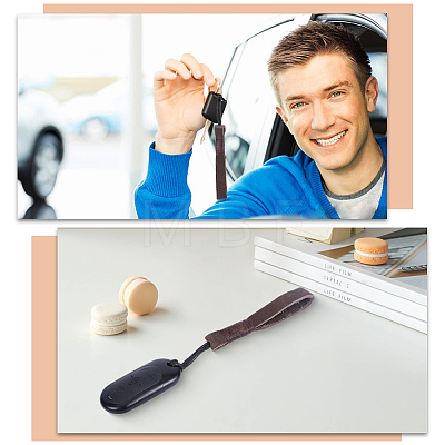 2Pcs Cowhide Leather Car Key Chain Pendant Decorations AJEW-CL0001-80B-1