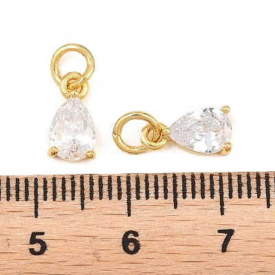 Brass Pave Cubic Zirconia Charms KK-K340-51G-09-1