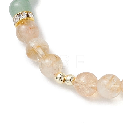 Natural Green Aventurine & Citrine & Shell Pearl Round Beads Stretch Bracelets for Women BJEW-JB12229-01-1