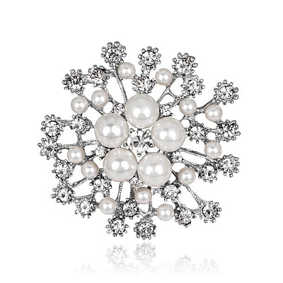 Flower Alloy Rhinestone Brooches for Women PW-WGD2C4F-01-1