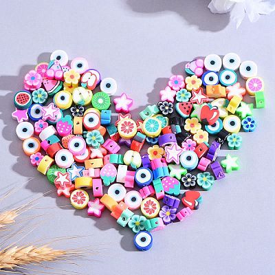 200Pcs 4 Styles Handmade Polymer Clay Beads CLAY-SZ0001-54-1