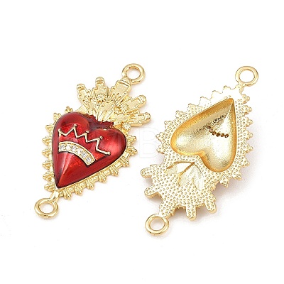 Brass Pave Clear Cubic Zirconia Connector Charms KK-L251-18G-03-1