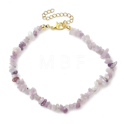 Natural Lilac Jade Anklets AJEW-AN00592-06-1