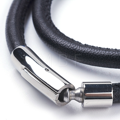 Two Loops Leather Cord Wrap Bracelets BJEW-F291-21P-1