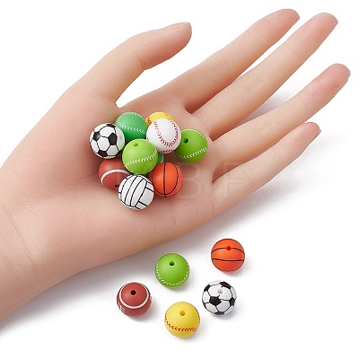 Ball Style Food Grade Eco-Friendly Silicone Focal Beads SIL-YW0001-10-1