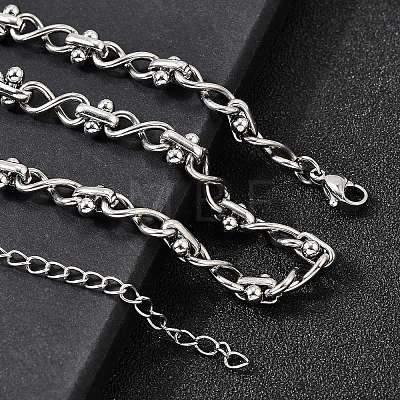 304 Stainless Steel Oval Infinity Link Chain Necklaces for Women Men NJEW-K249-20B-P-1