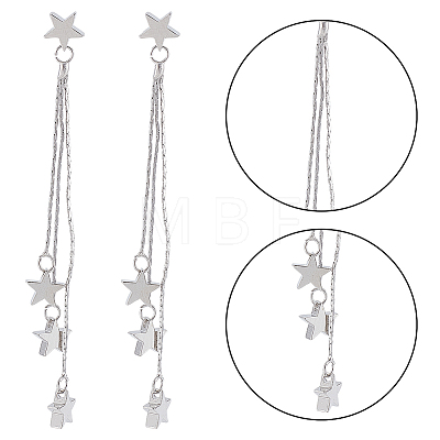 ANATTASOUL 2 Pairs 2 Colors Alloy Star Tassel Dangle Stud Earrings for Women EJEW-AN0001-57-1