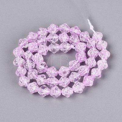 Transparent Crackle Glass Beads Strands GLAA-Q115-04A-08-1