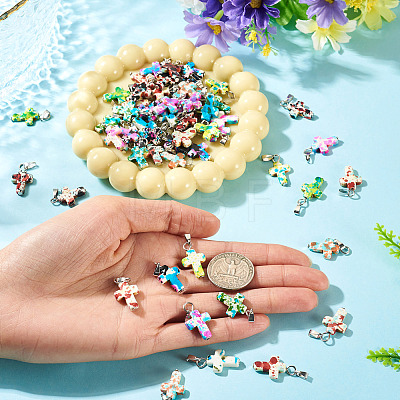 60Pcs 6 Colors Synthetic Turquoise Pendants PALLOY-TAC0289-1
