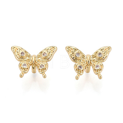 Brass Micro Pave Cubic Zirconia Beads KK-N276-07G-1