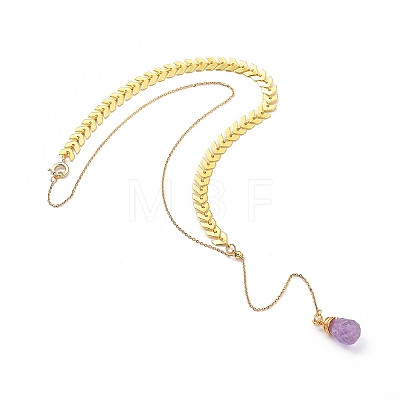 Brass Lariat Necklaces NJEW-JN03001-01-1